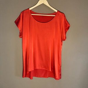 Eileen Fisher 95% silk red blouse